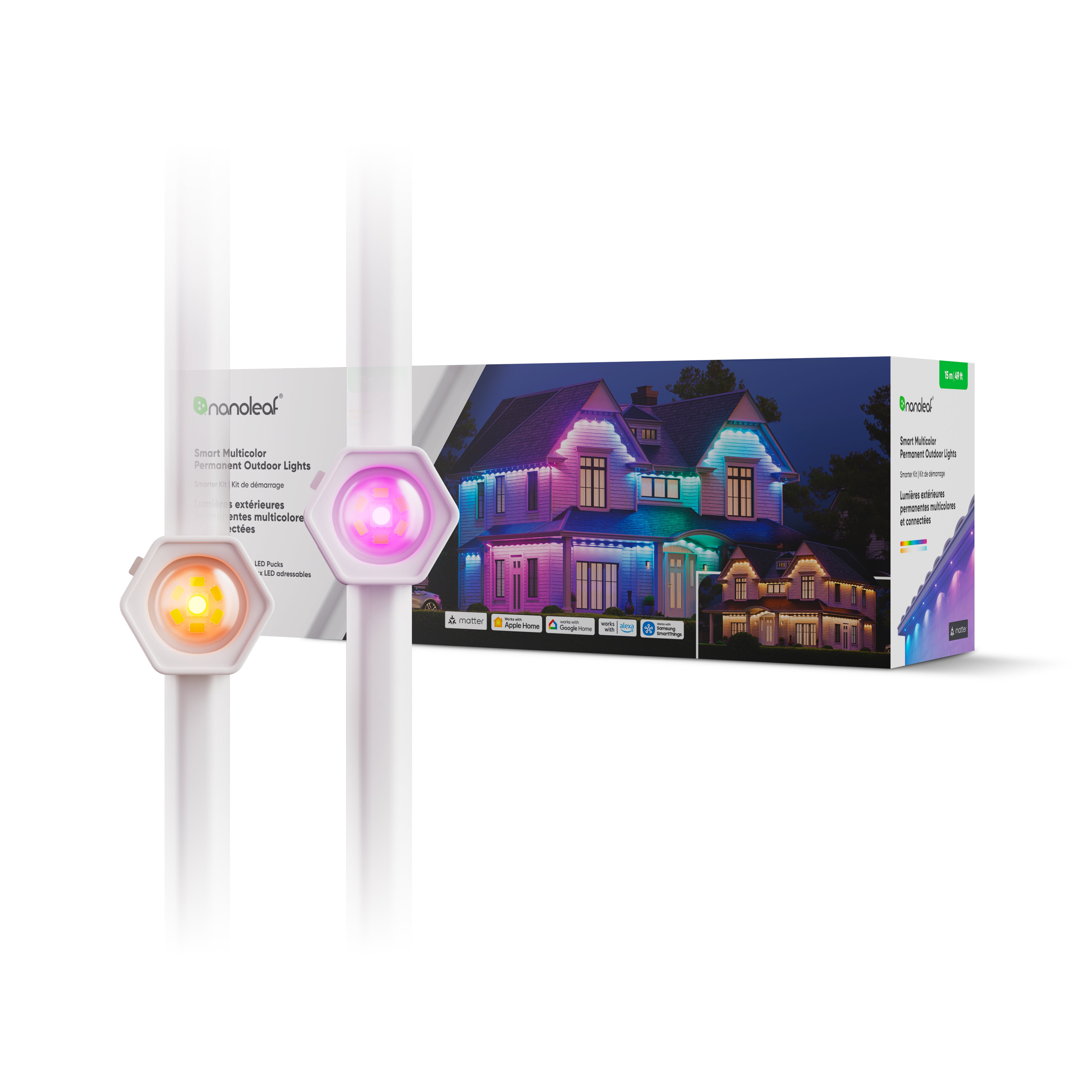 Matter Smart Multicolor Permanent Outdoor Lights Smarter Kit with Cable Covers 49ft (15m)