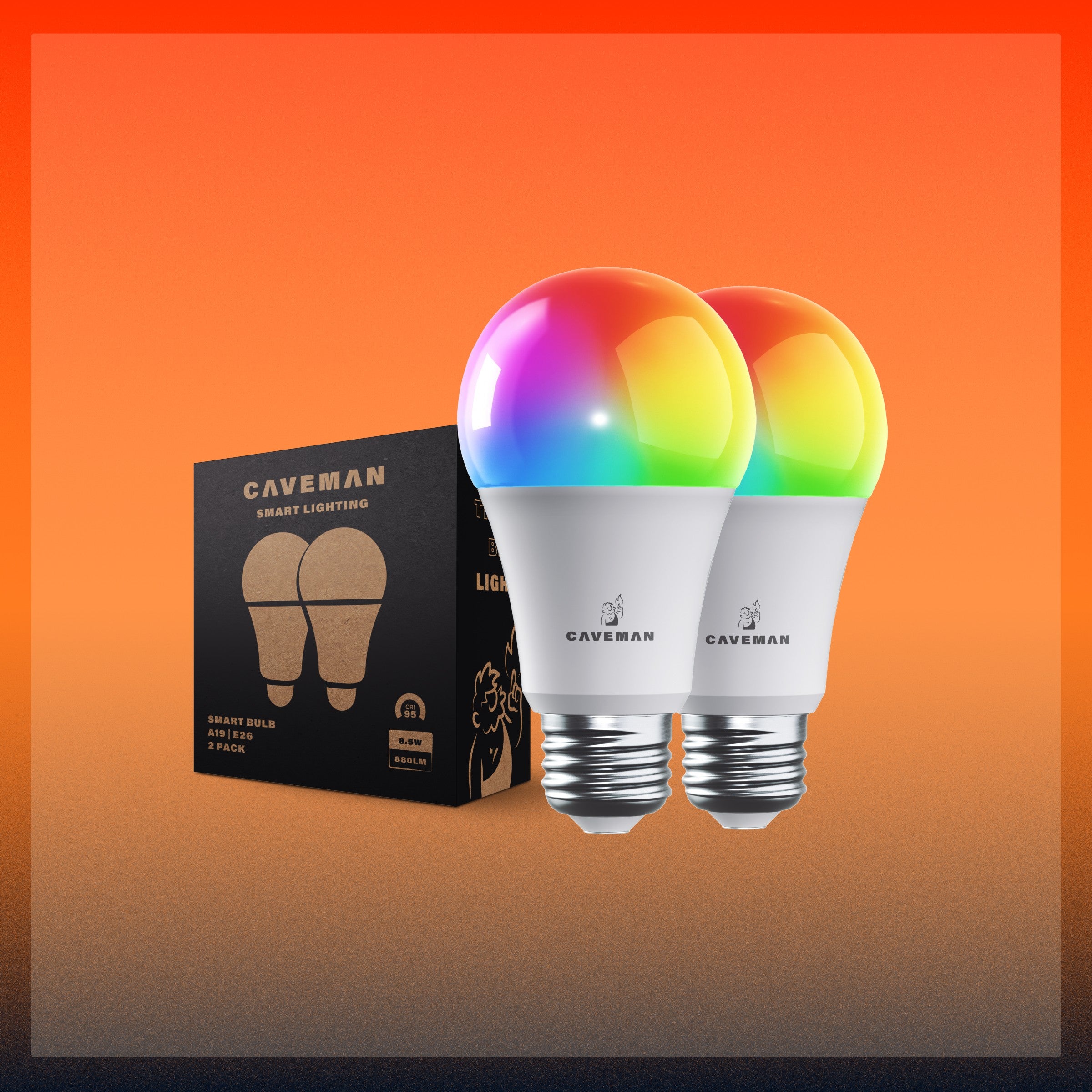 Caveman A19 Bulb 2PK 800Lm 2700K-6500K E26
