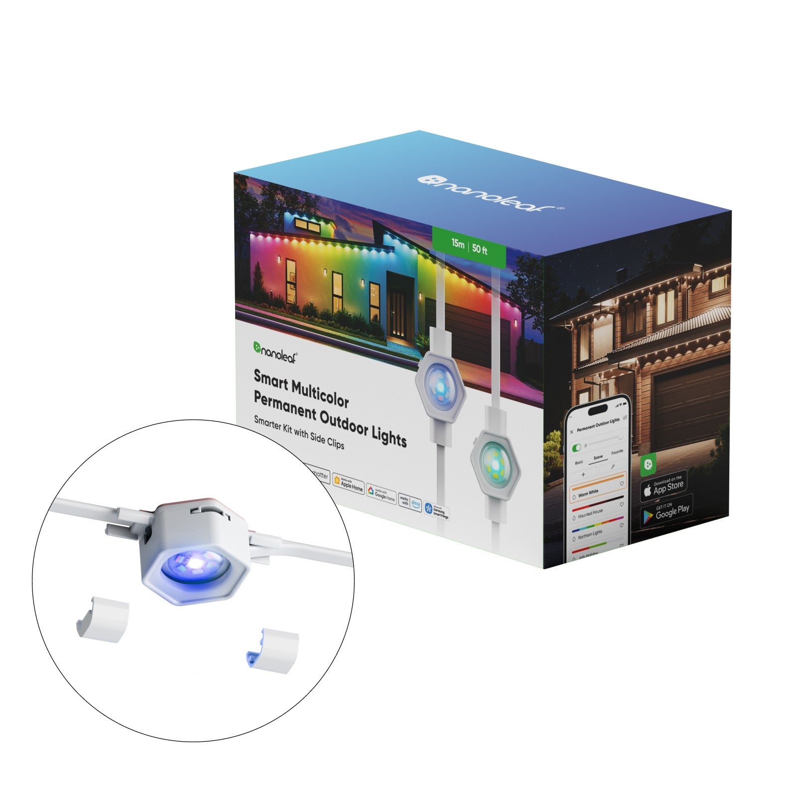 Nanoleaf Smart Matter Permanent Outdoor Lights | Smart Kit (50ft