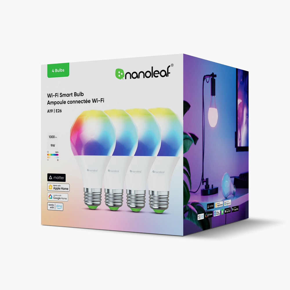 Nanoleaf Matter Wi-Fi A19 Smart Bulb (4 Pack) | Smart LED Lighting ...